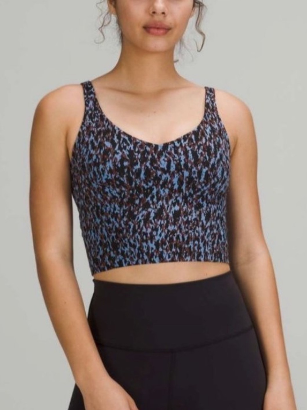lululemon Align Blue and Black Patterned Longline Tank Top size 10